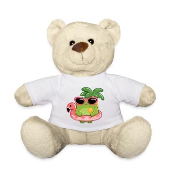 Sommerlicher Frosch mit Sonnenbrille und Flamingo  - Teddy - Weiß - Vorne