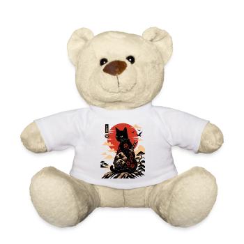 Katzen-Samurai am Sonnenuntergang - Teddy - Weiß - Vorne