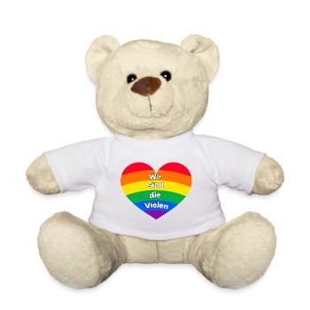 WIR SIND DIE VIELEN, DEMOKRATIE, PRIDE, LGBTQ+ - Teddy - Weiß - Vorne