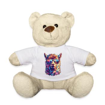 Lama avec des lunettes de soleil fluo - Nounours - blanc - Devant