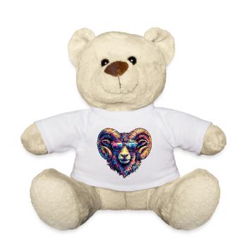 Colorful ram's head with sunglasses - Teddy Bear - white - Front