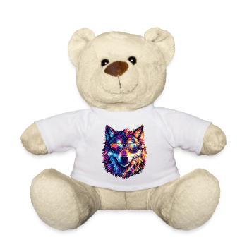 Loup coloré avec des lunettes de soleil - Nounours - blanc - Devant