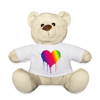Cœur Arc-en-ciel Goutte - Nounours - blanc - Devant