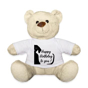 Joyeux anniversaire teckel - Nounours - blanc - Devant