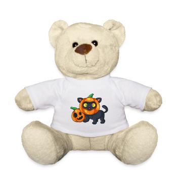 Chat Halloween Citrouille mignonne - Nounours - blanc - Devant