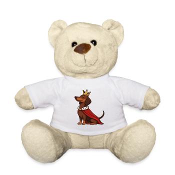 Proud Dachshund with Crown – Royal Dog - Teddy Bear - white - Front