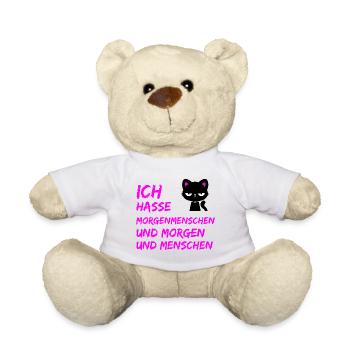 ICH HASSE MORGENMENSCHEN UND MORGEN UND MENSCHEN - Teddy - Weiß - Vorne