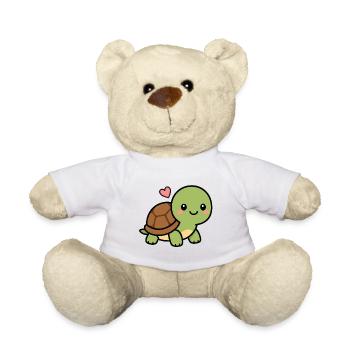 Cute Kawaii Turtle With Heart Adorable Animal Love - Teddy Bear - white - Front