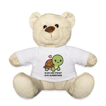 Slow And Steady Is My Superpower Cute Kawaii Turtl - Teddy Bear - white - Front