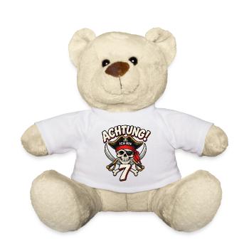 7. Geburtstag Pirat – Achtung Ich Bin 7 – Piraten - Teddy - Weiß - Vorne