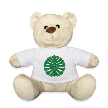Green Monstera Leaf – Tropical Botanical Look - Teddy Bear - white - Front