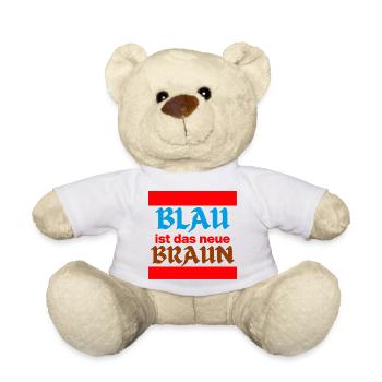BLAU IST DAS NEUE BRAUN, NO AFD, NIE WIEDER, JETZT - Teddy - Weiß - Vorne