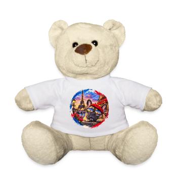 Paris Bulldog at sunset - Teddy Bear - white - Front