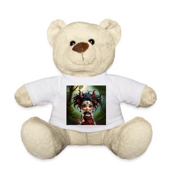 Fille gothique dans la forêt - Nounours - blanc - Devant