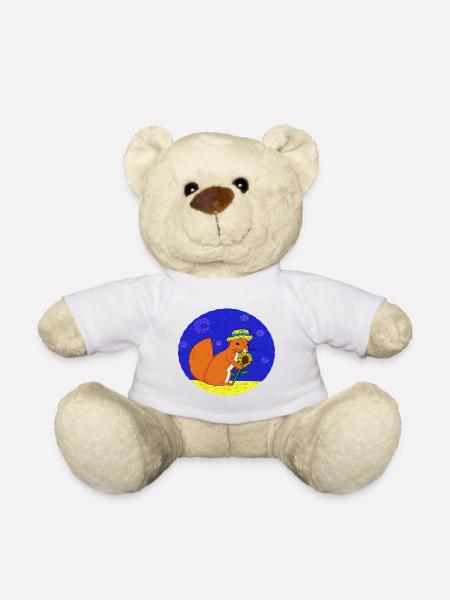 Eichhörnchen mit Sonnenblume und Hut Künstler - Teddy - Weiß