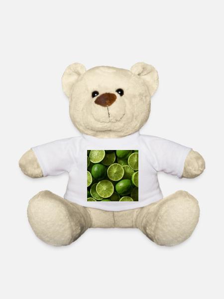Grüne Limes im Freskomuster - Teddy - Weiß