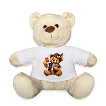 Teddybär Kartenspieler - Geschenk für Spielfreunde - Teddy - Weiß - Vorne