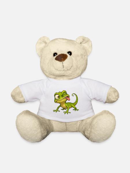 Grüne Eidechse verzog das Gesicht - Teddy - Weiß