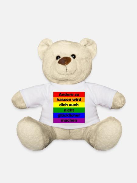 ANDERE ZU HASSEN MACHT DICH NICHT GLÜCKLICH NO AFD - Teddy - Weiß