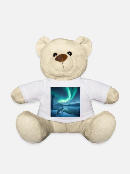 Arktische fox_ Nordlichter - Teddy - Weiß