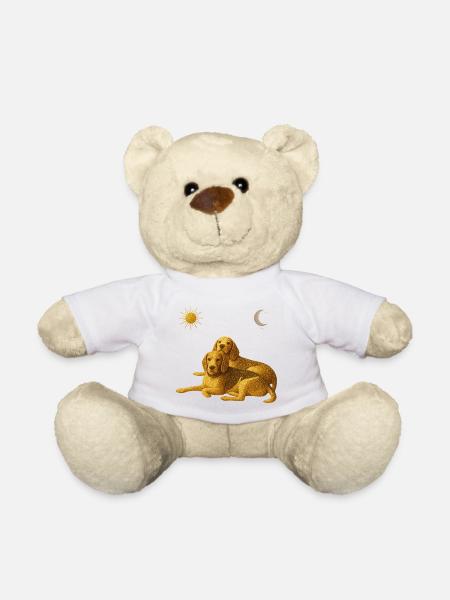 Goldglitzerndes Hundeduo Tag Nacht - Teddy - Weiß
