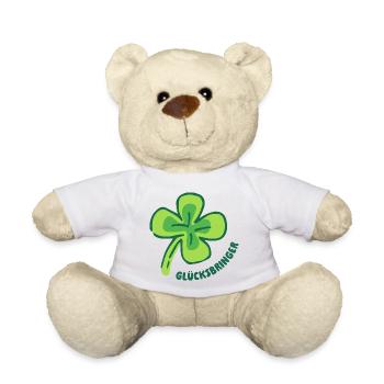 Viel Glück - Glücksbringer - Kleeblatt - Teddy - Weiß - Vorne