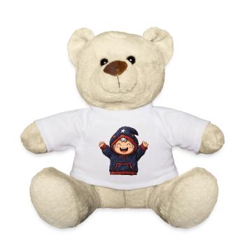 Fröhlicher Sternen Hoodie für Kinder - Teddy - Weiß - Vorne