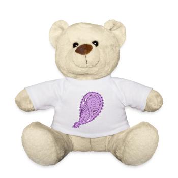 Lila Paisley-Tropfenmuster - Teddy - Weiß - Vorne