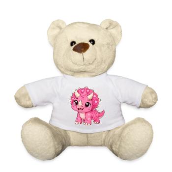 Triceratops Pink Kawaii - Teddy - Weiß - Vorne