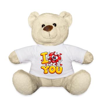I Love You Cute Heart – lustiger romantischer Cartoon - Teddy - Weiß - Vorne