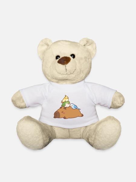 Niedliche Kapybara und Vögel - Teddy - Weiß