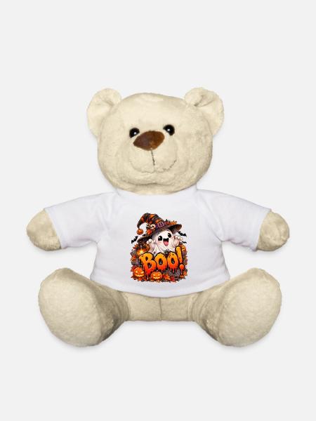 Boo Halloween Geist mit Kürbissen - Teddy - Weiß