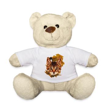 Aquarell kätzchen Farbspritzer Portrait - Teddy - Weiß - Vorne