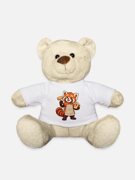 Holzbearbeitung Rotpanda mit Vogelhaus - Teddy - Weiß
