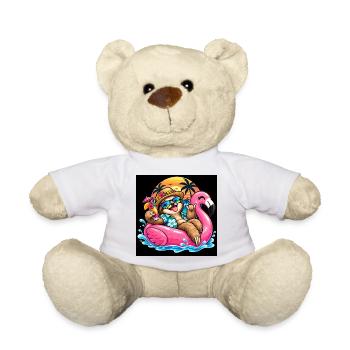 Träulheitsurlauber auf Flamingo - Teddy - Weiß - Vorne