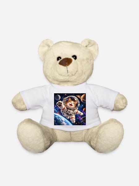 Katzenastronaut im All - Teddy - Weiß