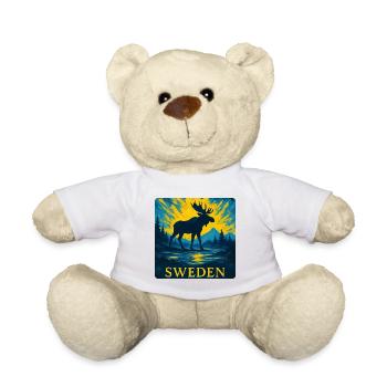 Schwedischer Elch im Abendlicht - Teddy - Weiß - Vorne