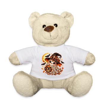 Leopardengeist im Halloweenhut - Teddy - Weiß - Vorne