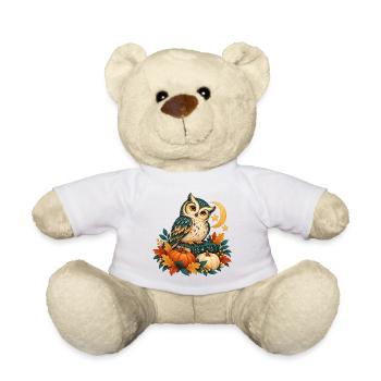 Nachteule zwischen Kürbissen und Mond - Teddy - Weiß - Vorne