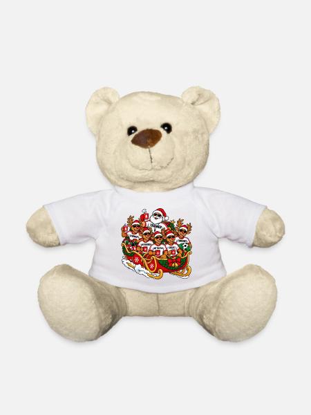 Lustiger Fussball-Weihnachtspulli- Fussball Outfit - Teddy - Weiß