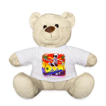 Skelett Skateboarder - Totenkopf - Teddy - Weiß - Vorne