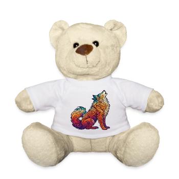 Bunter Wolf Tribal Muster - Teddy - Weiß - Vorne