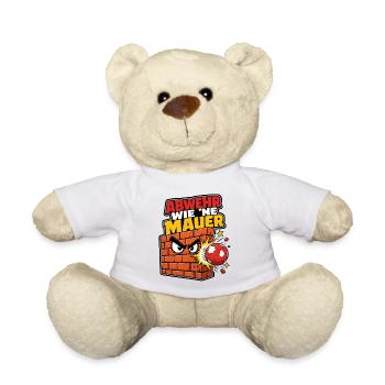 Abwehr wie ne Mauer Handball Spruch Cartoon Shirt - Teddy - Weiß - Vorne