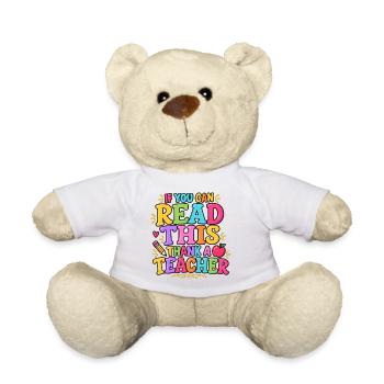 Lustige Englischlehrerin unterrichtet Lebenspädagogin Kunst - Teddy - Weiß - Vorne