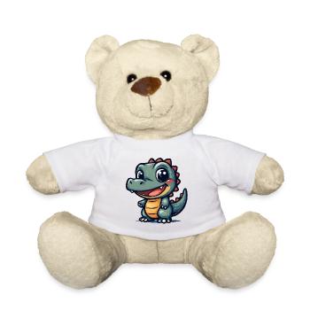 Lustiger Krokodil Dino mit breitem Grinsen - Teddy - Weiß - Vorne