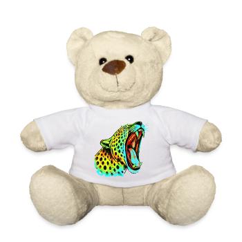 Brüllender Psychodelischer Neonleopard - Teddy - Weiß - Vorne