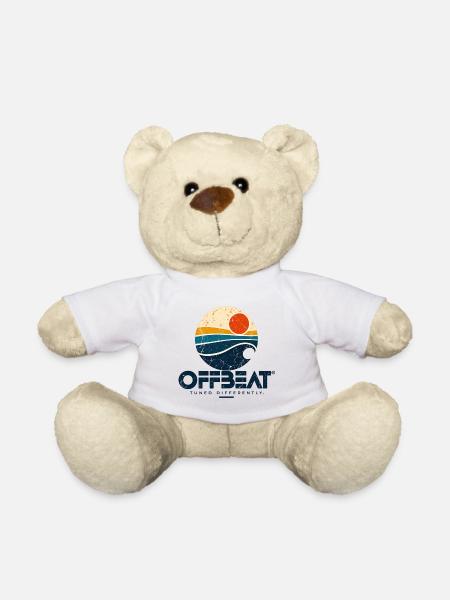 OFFBEAT – Retro Surf Logo - Teddy - Weiß