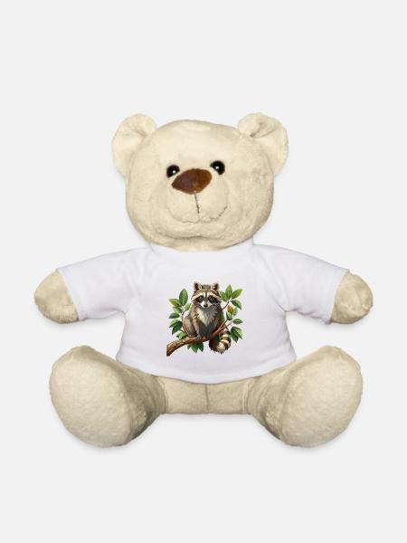 Waschbär im Ast - Teddy - Weiß