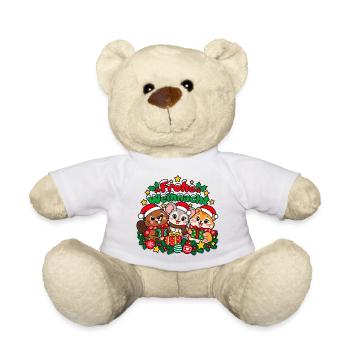 Frohe Weihnachten – Tiertrio - Teddy - Weiß - Vorne
