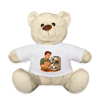 Geschenk für neue Hobby-Baristas mit Siebträger - Teddy - Weiß - Vorne